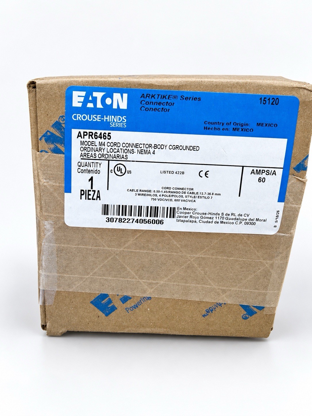 *FACTORY SEALED* Eaton Crouse-Hinds APR6465 M4 60A Arktite Connector 