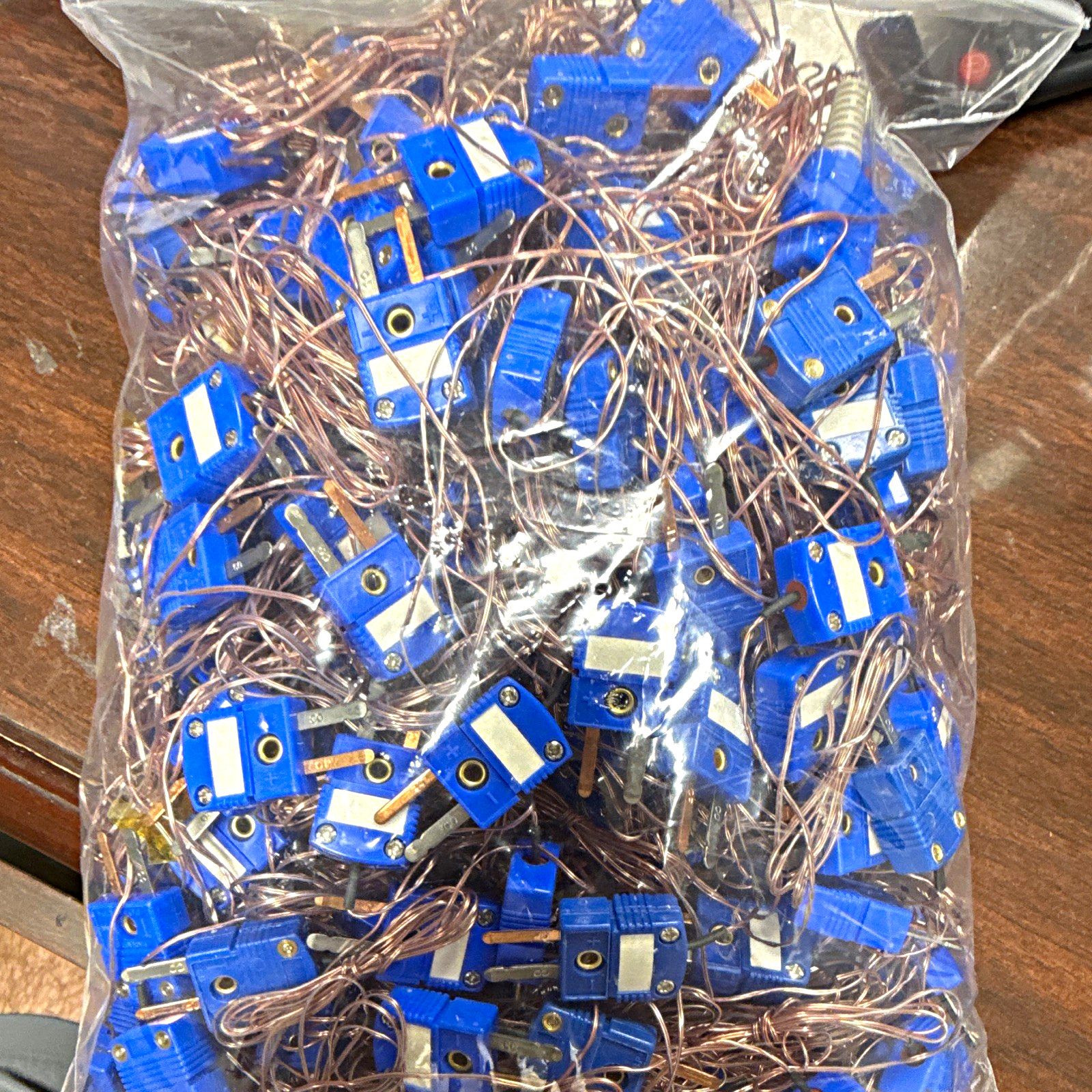 3lb bag of OMEGA Type T Thermocouple Probe Wire with Blue Miniature Connectors 3lb bag of OMEGA Type T Thermocouple Probe Wire with Blue Miniature Connectors
