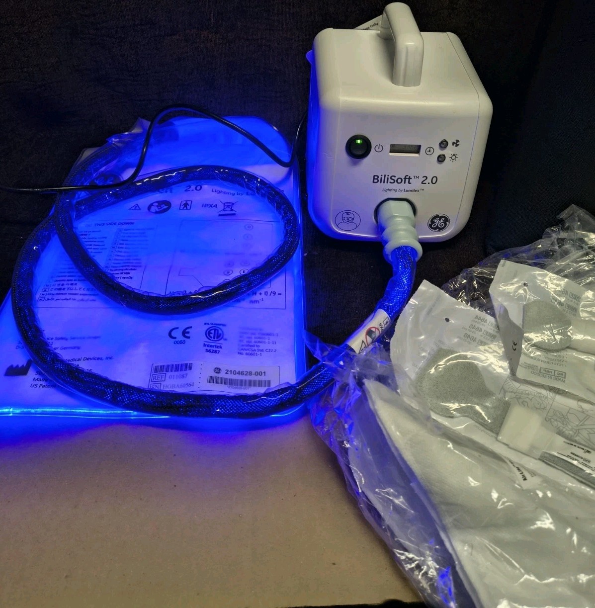 New GE BiliSoft Phototherapy System With Fiber Optic Pad Tested No Issues 