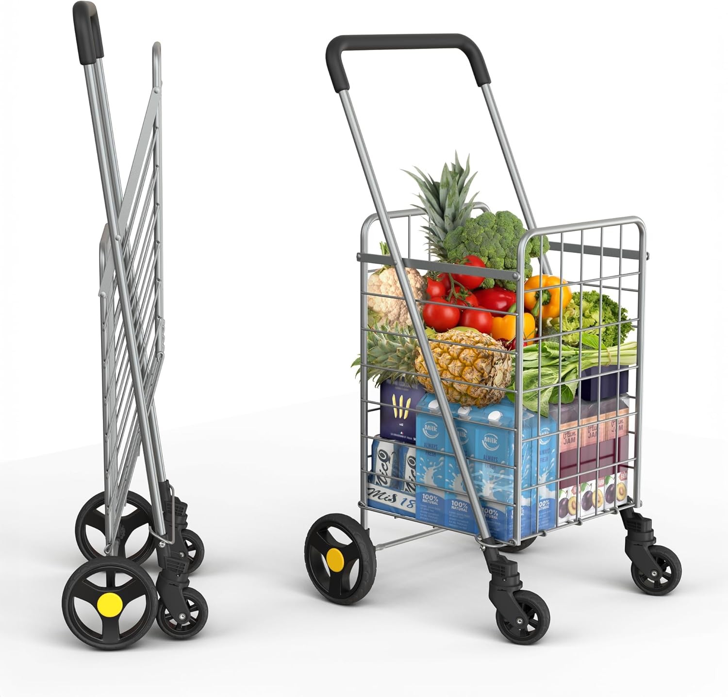 ( USED ) Folding Shopping Cart for Groceries Laundry with Wheels