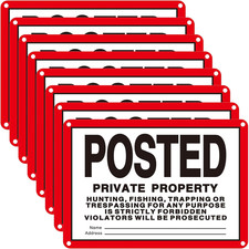 8 Pcs No Trespassing Signs Private Property-10x7 Inches Rust-Free Aluminum Si... picture