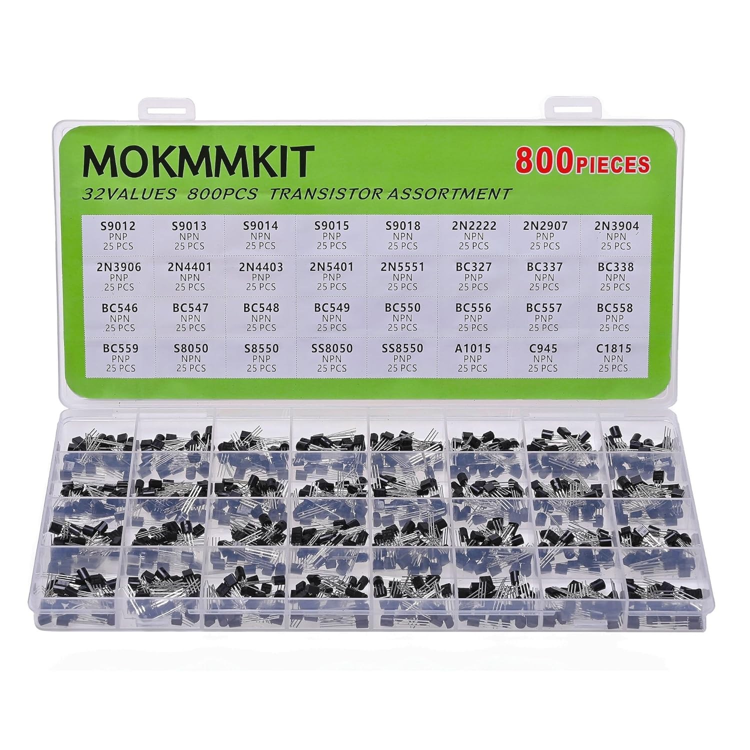 32 Values 800 Pieces Transistor Assortment Kit 2N2222 2N2907 2N3904 32 Values 800 Pieces Transistor Assortment Kit 2N2222 2N2907 2N3904