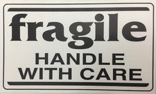 3x5-inch fragile Handle with Care Pallet Shipping Labels (WH/Blk) Adhesive 500CT picture