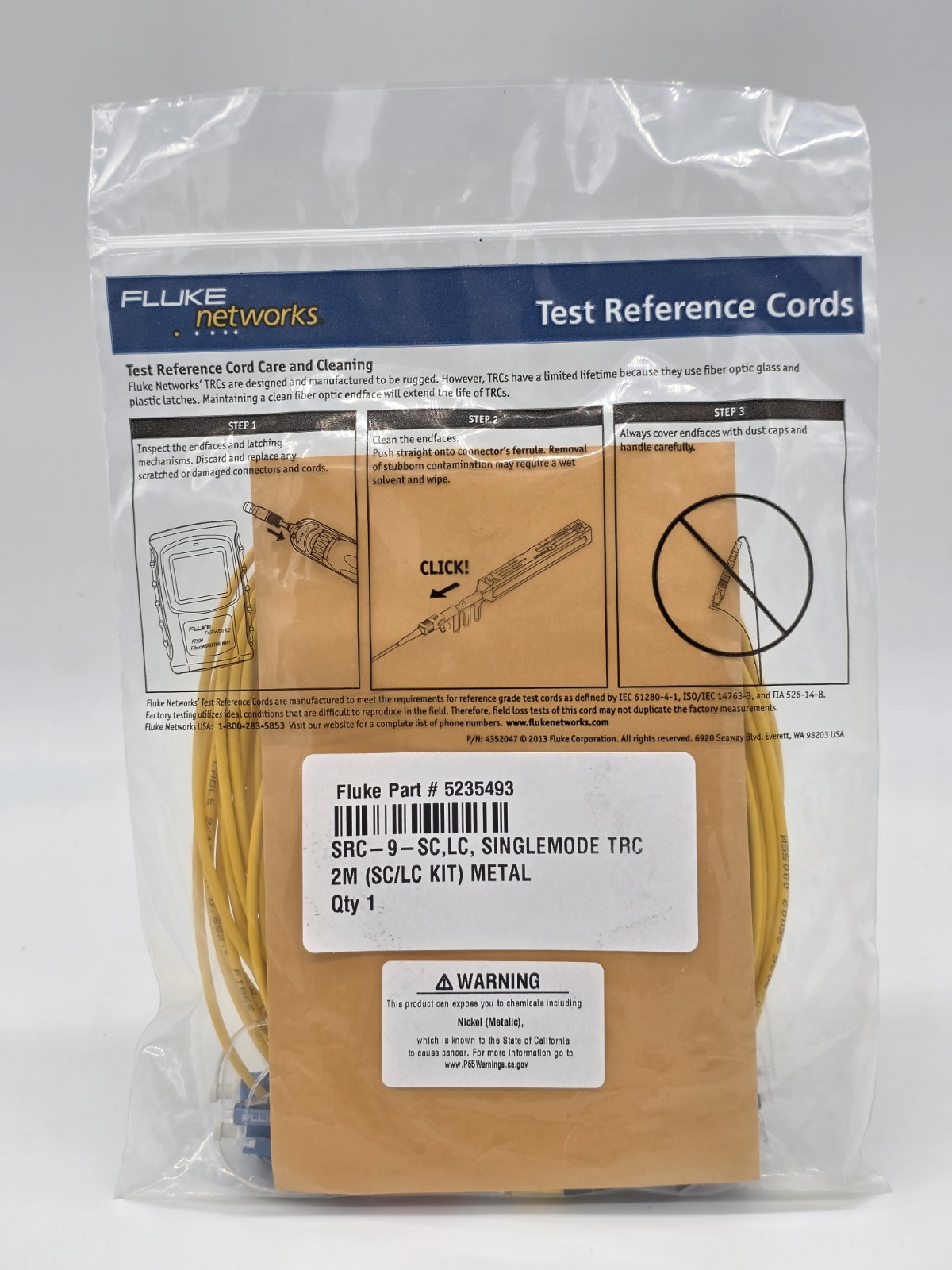 Fluke Networks 5235493 Test Reference Cords SRC-9‐SC, LC, Singlemode TRC SEALED 