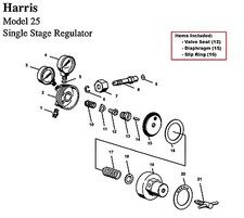 Harris Model 25 & 29 Regulator Rebuild/Repair Parts Kit w/ Diaphragm picture