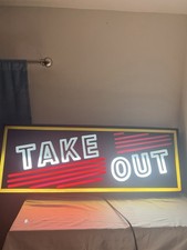 Vintage 1980s Restaurant Light Box Sign 48” Illuminated Thai Cuisine + Take Out picture