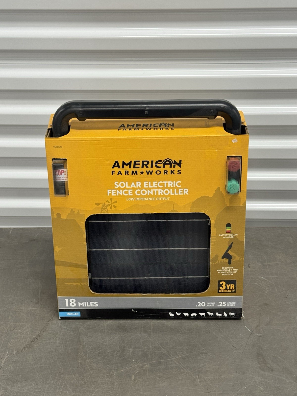American Farm Works 0.2 J 18 Mile Solar-Powered Electric Fence Energizer American Farm Works 0.2 J 18 Mile Solar-Powered Electric Fence Energizer