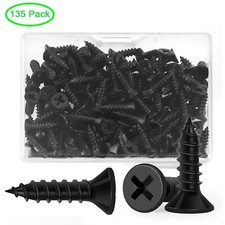 135PC #6 x 1/2 Inch Black Wood Screws Flat Head Phillips Carbon Steel Self Tappi picture