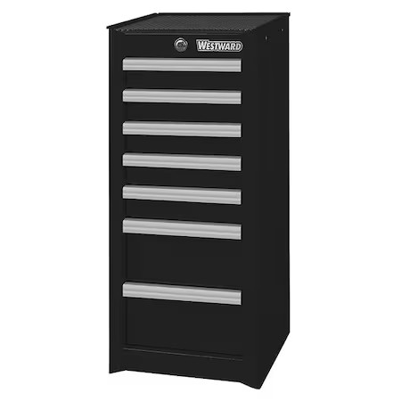 Westward 32H865 Westward Side Cabinet, 7-Drawers, Powder Coated Black, 15.5 Westward 32H865 Westward Side Cabinet, 7-Drawers, Powder Coated Black, 15.5