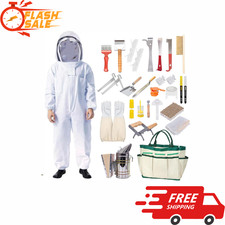 NEW 31Pcs Beekeeping Supplies Tools Kit Bee Suit Smoker Frame Holder Grip XXL picture