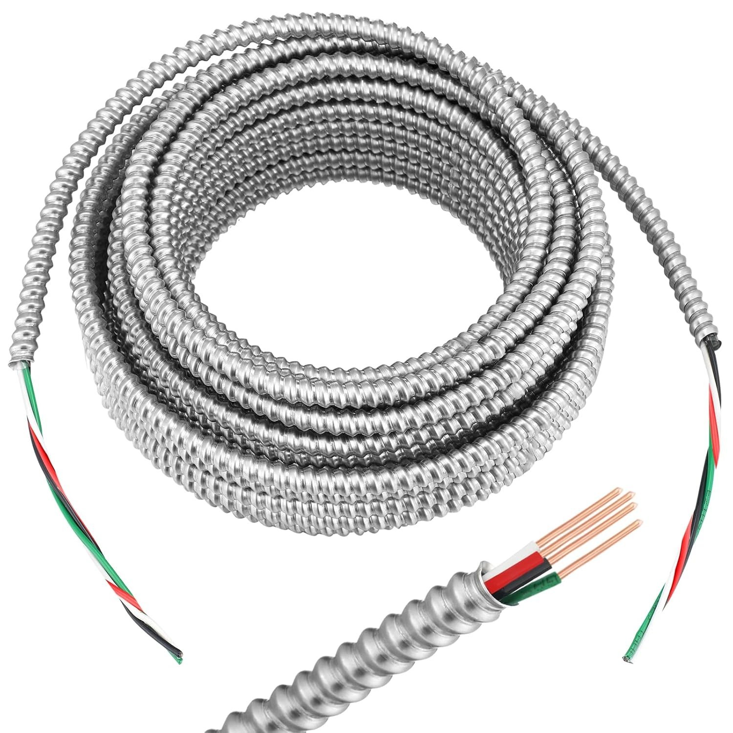 14/3 MC Cable with Ground Aluminium Armored Solid Copper Conductors 20 ft 14/3 MC Cable with Ground Aluminium Armored Solid Copper Conductors 20 ft