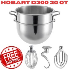 30 QT Mixer Accessories Hobart D300 Mixing Bowl Dough Hook Wire Whip Flat Beater picture