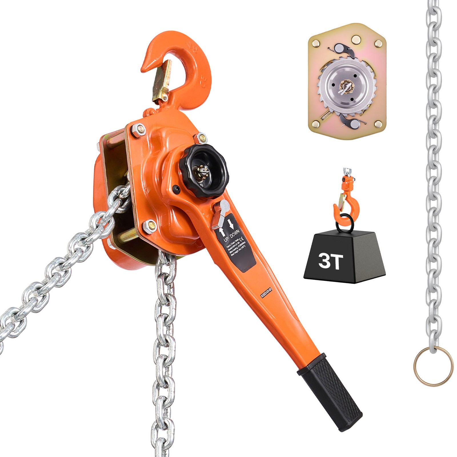 Uimoso Manual Lever Chain Hoist 3T 6600lbs 10ft Lift Alloy Steel for Warehouses
