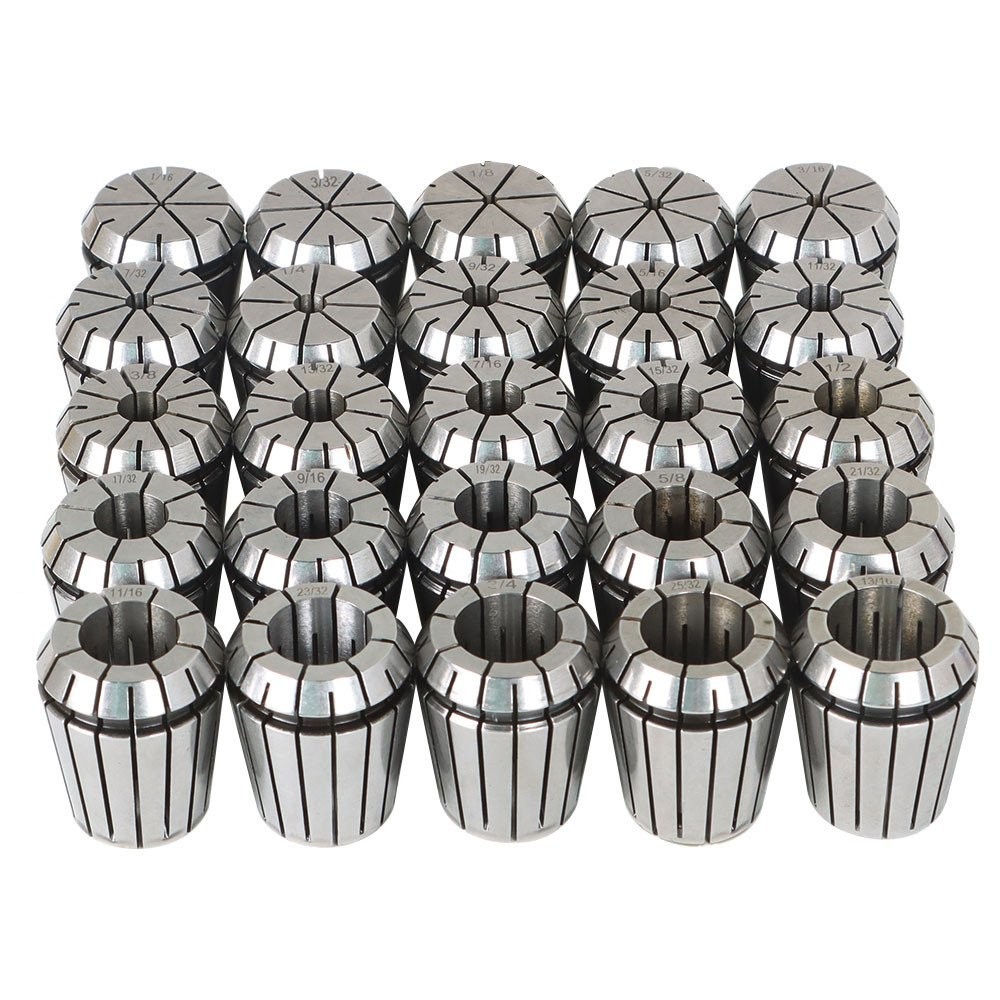 25 Pack Collet Set ER32 Collet Chuck 1/16 inch-3/4 inch Holder Spring Collet 25 Pack Collet Set ER32 Collet Chuck 1/16 inch-3/4 inch Holder Spring Collet