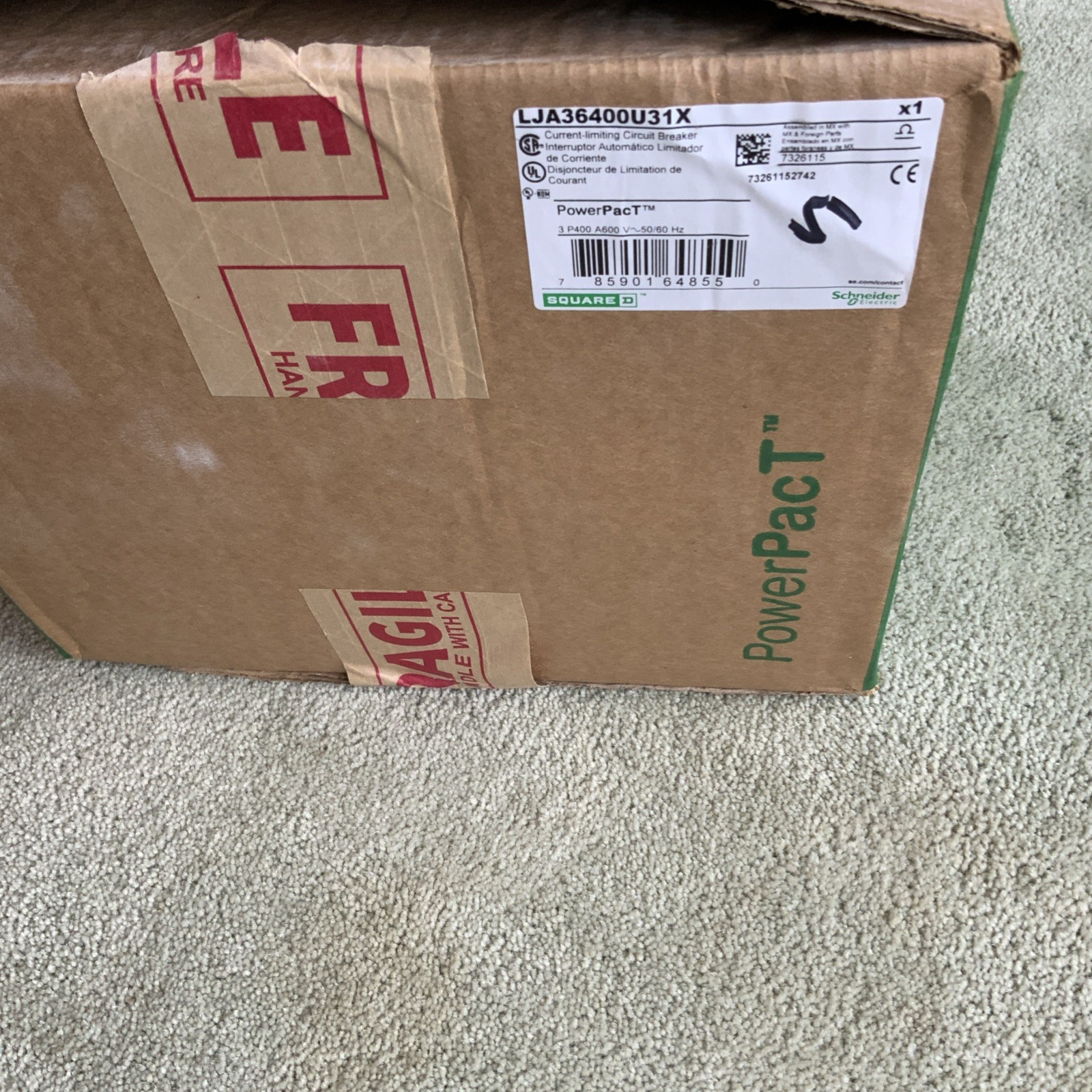 NIB - Square D - LGA36400U31X - High-Performance 3-Pole Circuit Breaker NIB - Square D - LGA36400U31X - High-Performance 3-Pole Circuit Breaker