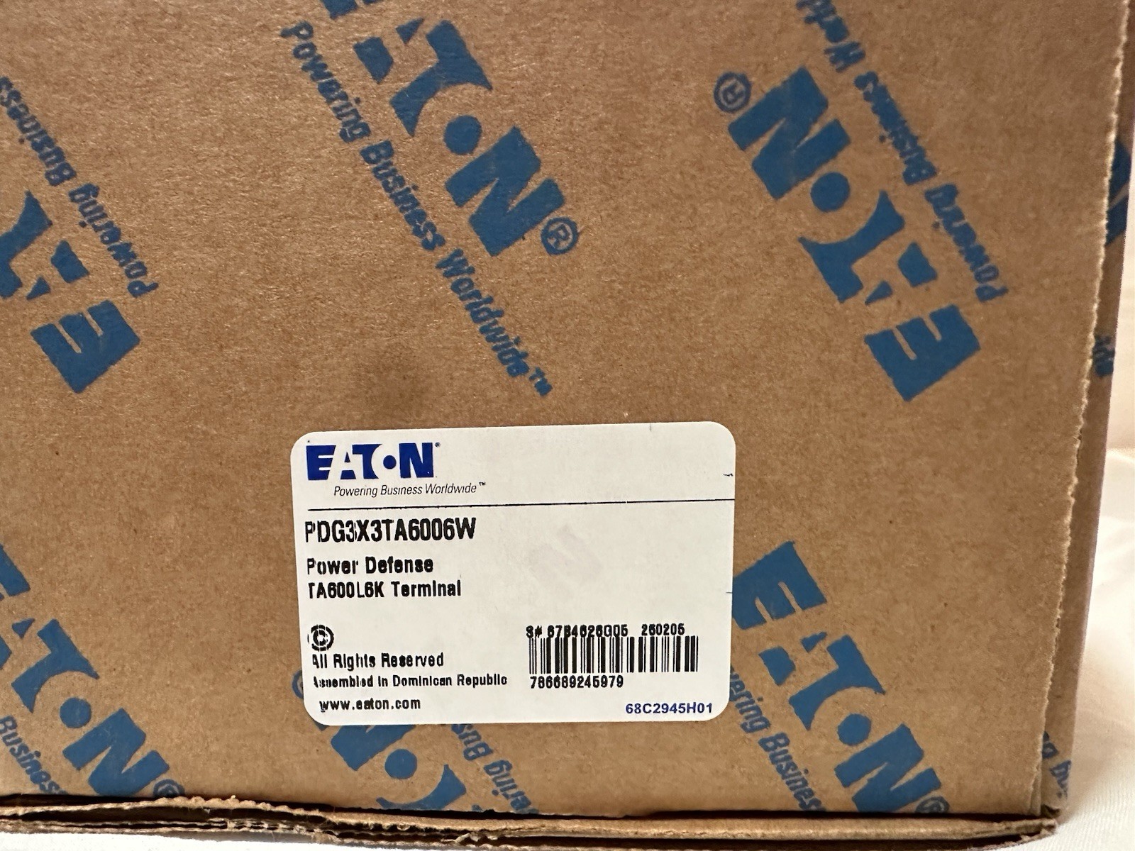 *NIB* Eaton PDG3X3TA6006W Power Defense Terminal Aluminum Gray  TA600L6K