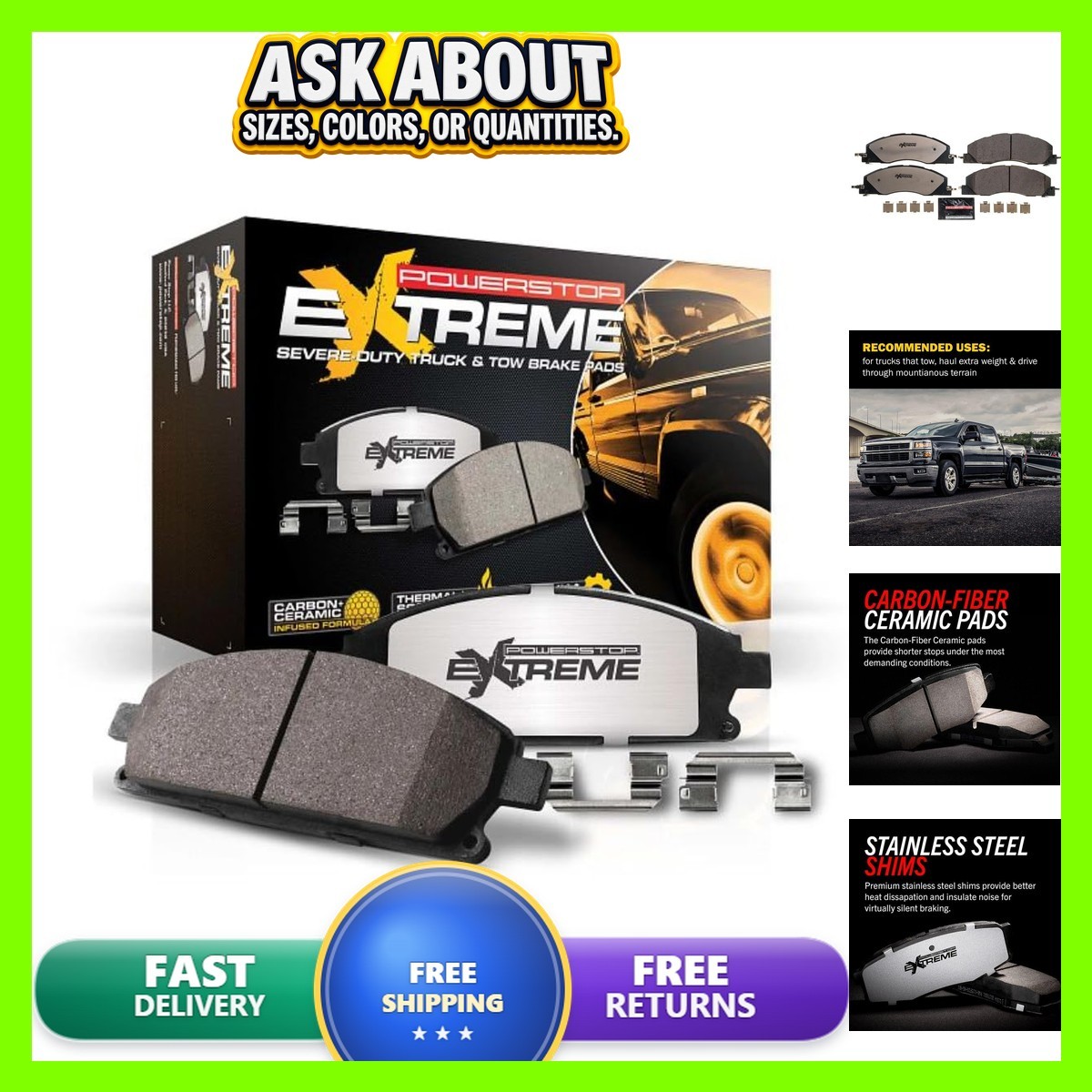PowerStop Z36-1399 Front Brake Pads for Dodge Ram 2500 3500 2009-18 w/Hardware PowerStop Z36-1399 Front Brake Pads for Dodge Ram 2500 3500 2009-18 w/Hardware