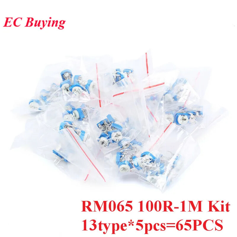65pcs RM065 Trimpot Variable Resistor Kit 100R-1M ohm 13 Values 65pcs RM065 Trimpot Variable Resistor Kit 100R-1M ohm 13 Values