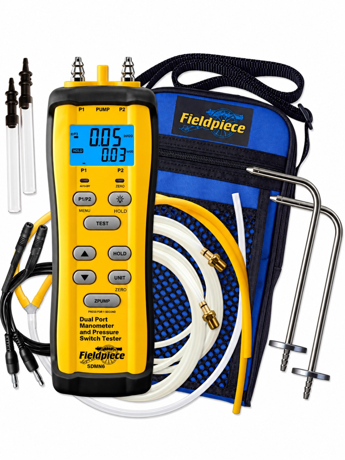 Fieldpiece SDMN6 Dual Port Manometer & Pressure Switch Tester HVAC Kit w/ Case Fieldpiece SDMN6 Dual Port Manometer & Pressure Switch Tester HVAC Kit w/ Case