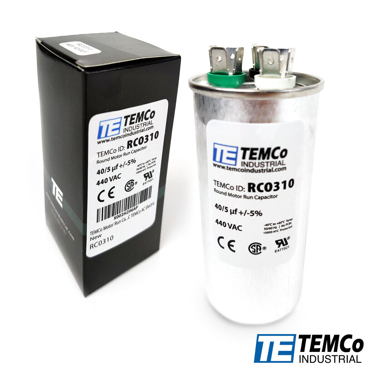 TEMCo 40+5 uf/MFD 440 VAC volts Round Dual Run Capacitor 50/60 Hz -Lot-1