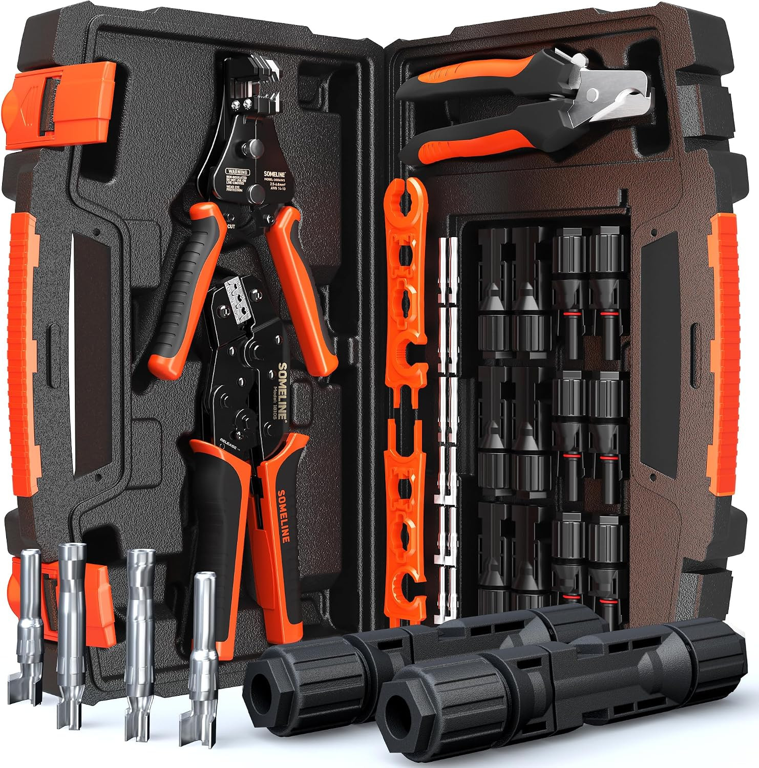 Solar Connector Crimping Tool Kit, 14-10 AWG Crimper for Solar Panel Cables Conn Solar Connector Crimping Tool Kit, 14-10 AWG Crimper for Solar Panel Cables Conn