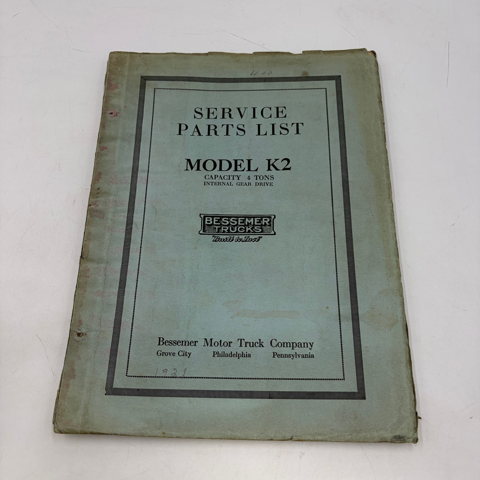 Vintage Bessemer Trucks Model K2 4 Ton Service Parts List Original Manual Vintage Bessemer Trucks Model K2 4 Ton Service Parts List Original Manual