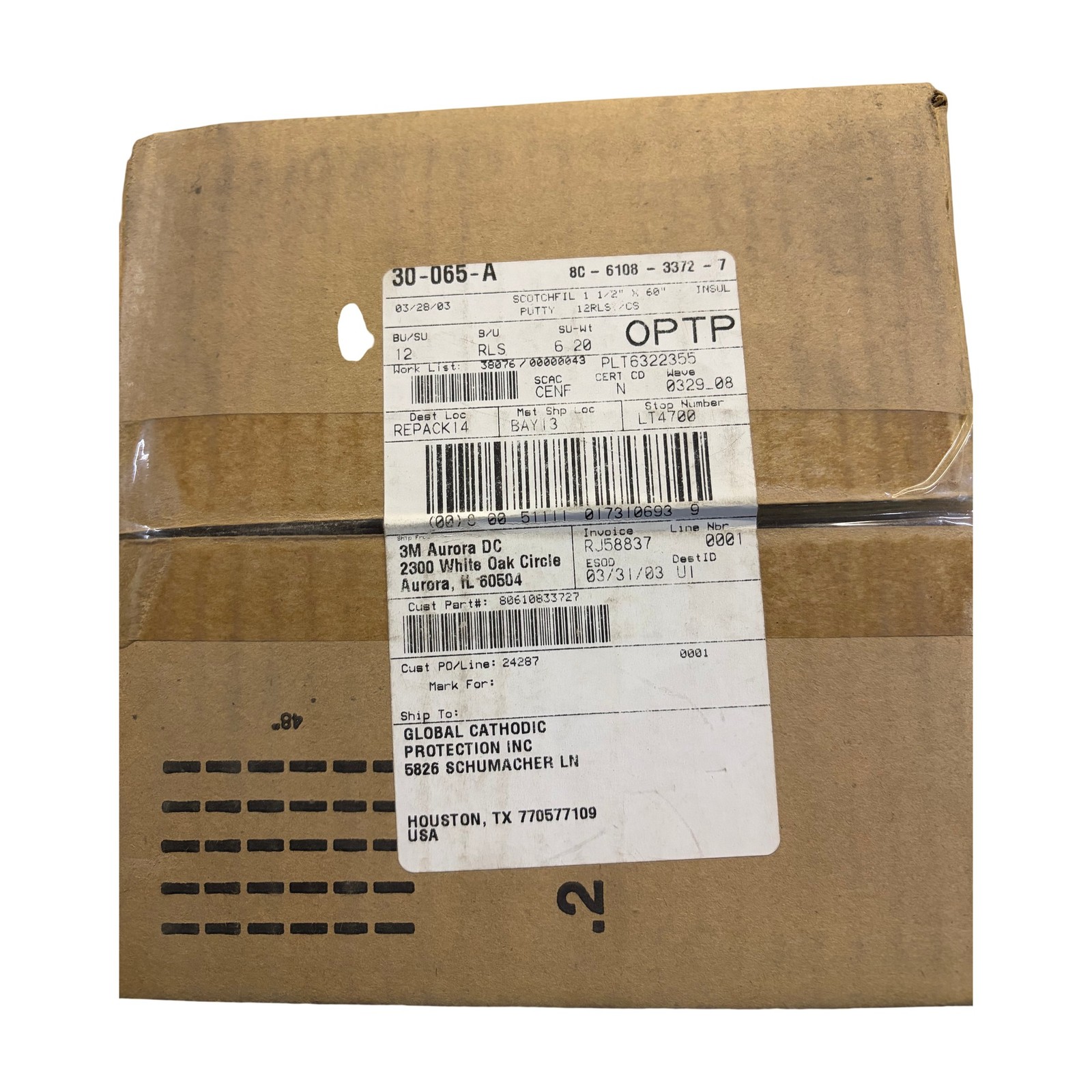 LOT OF 12 3M Scotchfil 80-6108-3372-7 1-1/2x60 In Electrical Lot Of 9 Boxes LOT OF 12 3M Scotchfil 80-6108-3372-7 1-1/2x60 In Electrical Lot Of 9 Boxes
