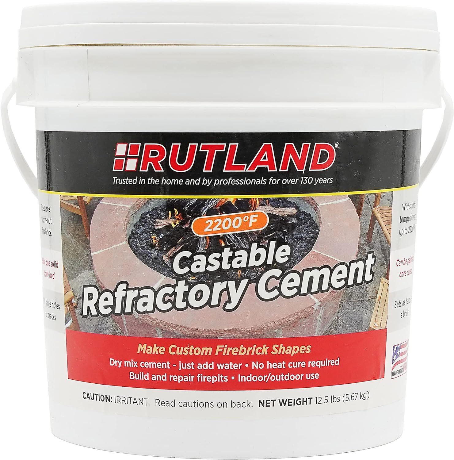 Rutland Castable Refractory Cement, High Temp Fireplace & Woodstove Fire Ceme...