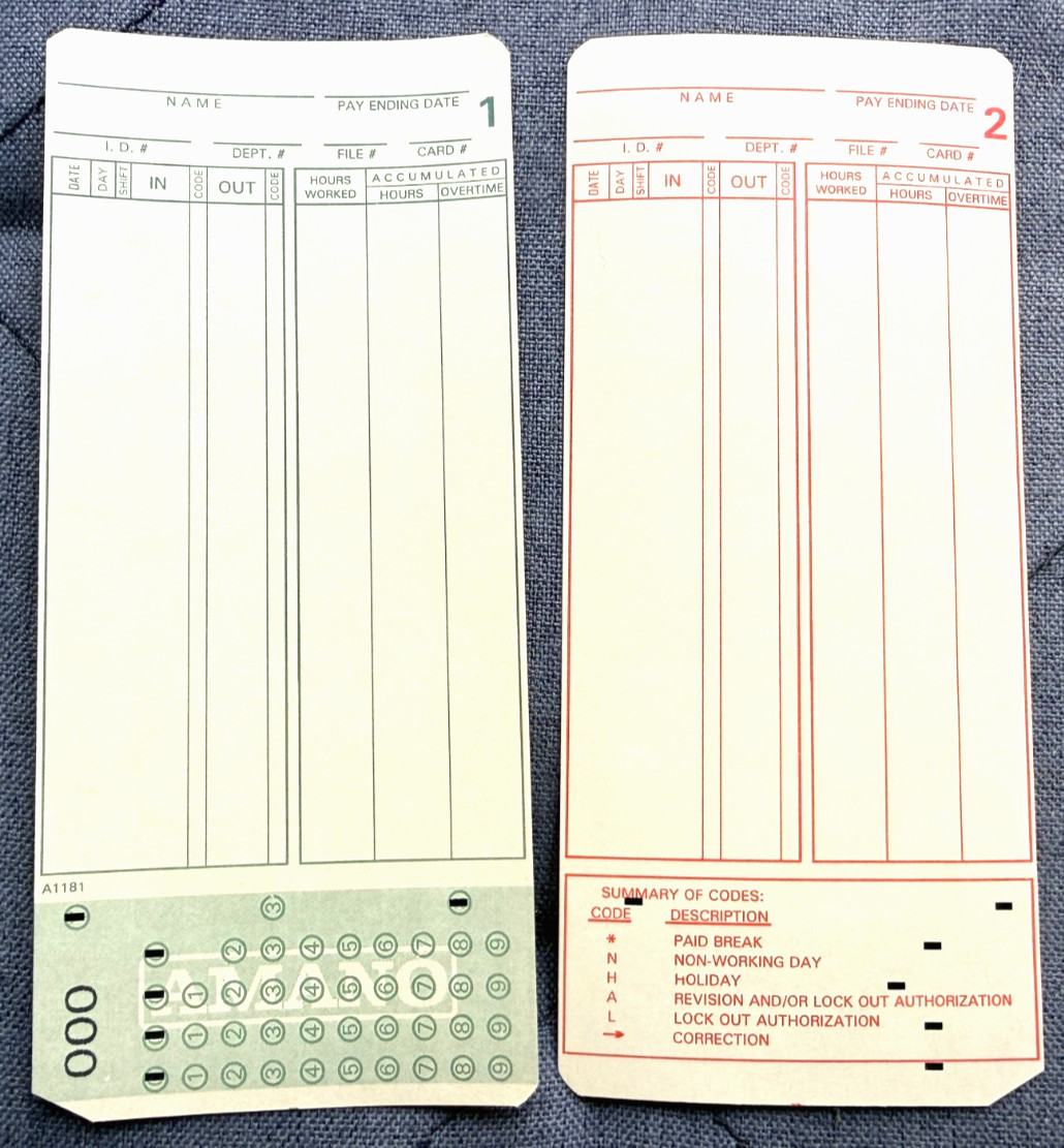 AMANO 630 Time Clock Cards 6H363 # 0-99 (Microder -099) AMANO 630 Time Clock Cards 6H363 # 0-99 (Microder -099)