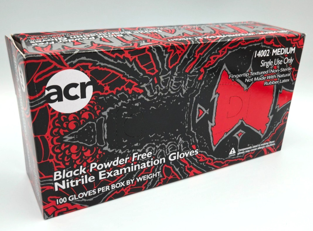 AmerCare Royal Black Widow Nitrile Latex Free Exam Grade Gloves, 100 Pack Medium AmerCare Royal Black Widow Nitrile Latex Free Exam Grade Gloves, 100 Pack Medium