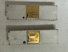 2X INTEL C8080A  WHITE CERAMIC GOLD CAP VINTAGE CPU'S, UNTESTED. STRICTLY AS-IS picture