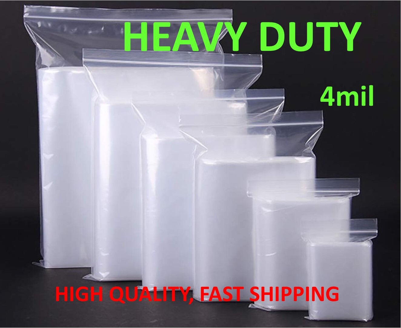 HEAVY DUTY 4 Mil Clear Zip Seal Bags Reclosable Top Lock Plastic Jewelry 4Mil HEAVY DUTY 4 Mil Clear Zip Seal Bags Reclosable Top Lock Plastic Jewelry 4Mil