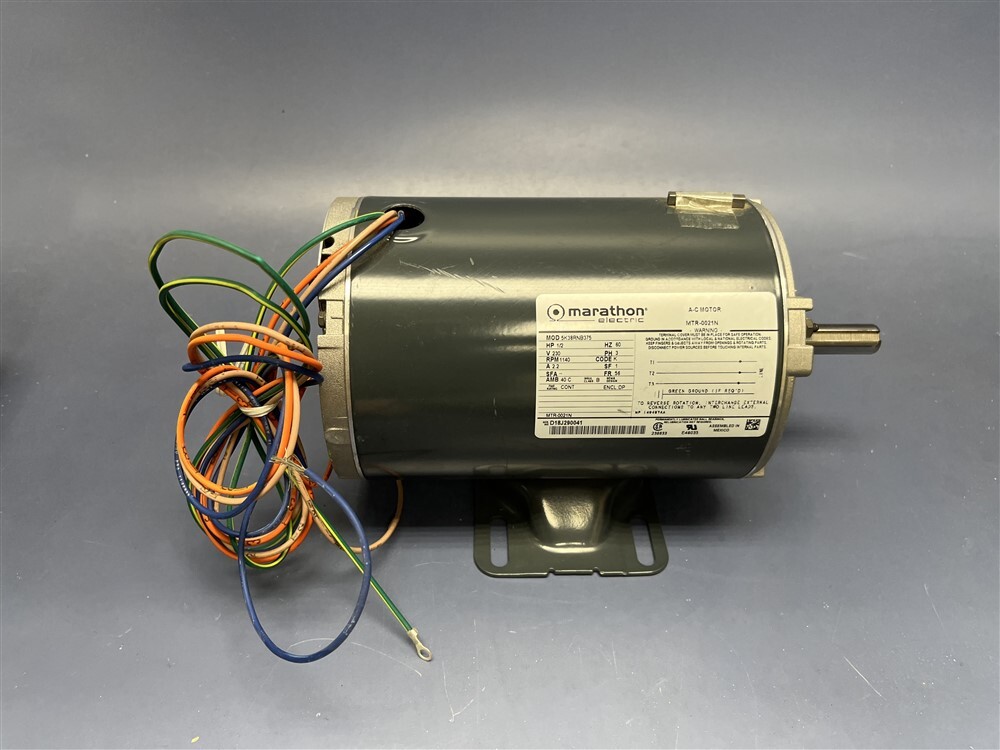 New Marathon 230v 3 Phase Electric AC Motor MTR-0021N 5k38RNB375 1/2 New Marathon 230v 3 Phase Electric AC Motor MTR-0021N 5k38RNB375 1/2