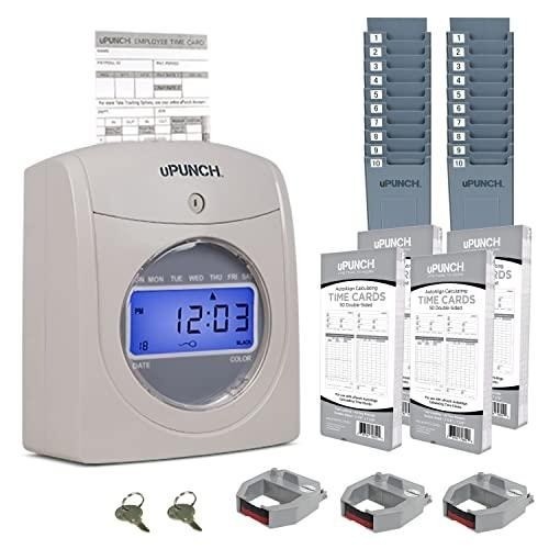 uPunch HN4500 Time Clock Bundle 200 Cards Racks Ribbons Keys 50 Employees