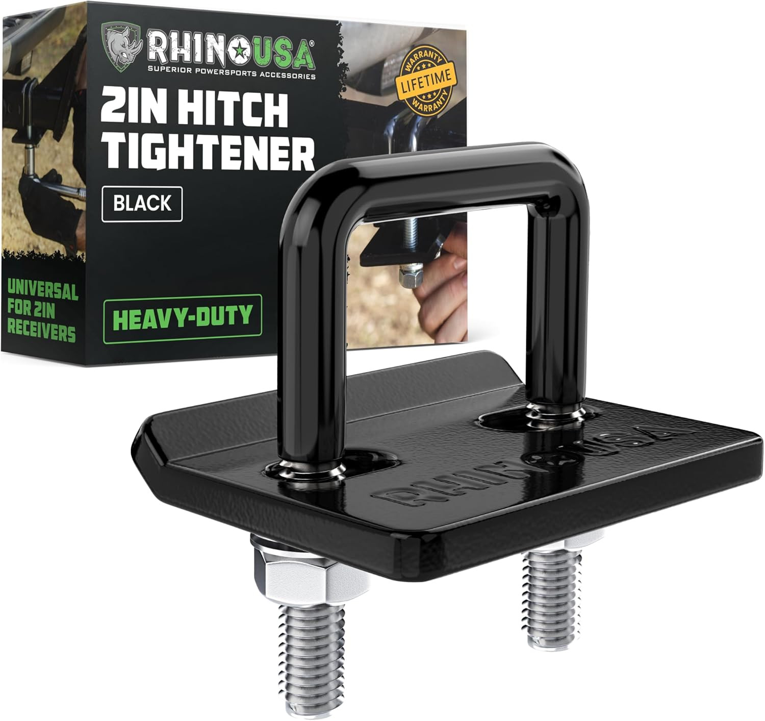 Rhino USA Hitch Tightener Anti-Rattle Clamp Heavy Duty Steel Stabilizer for 2in Rhino USA Hitch Tightener Anti-Rattle Clamp Heavy Duty Steel Stabilizer for 2in