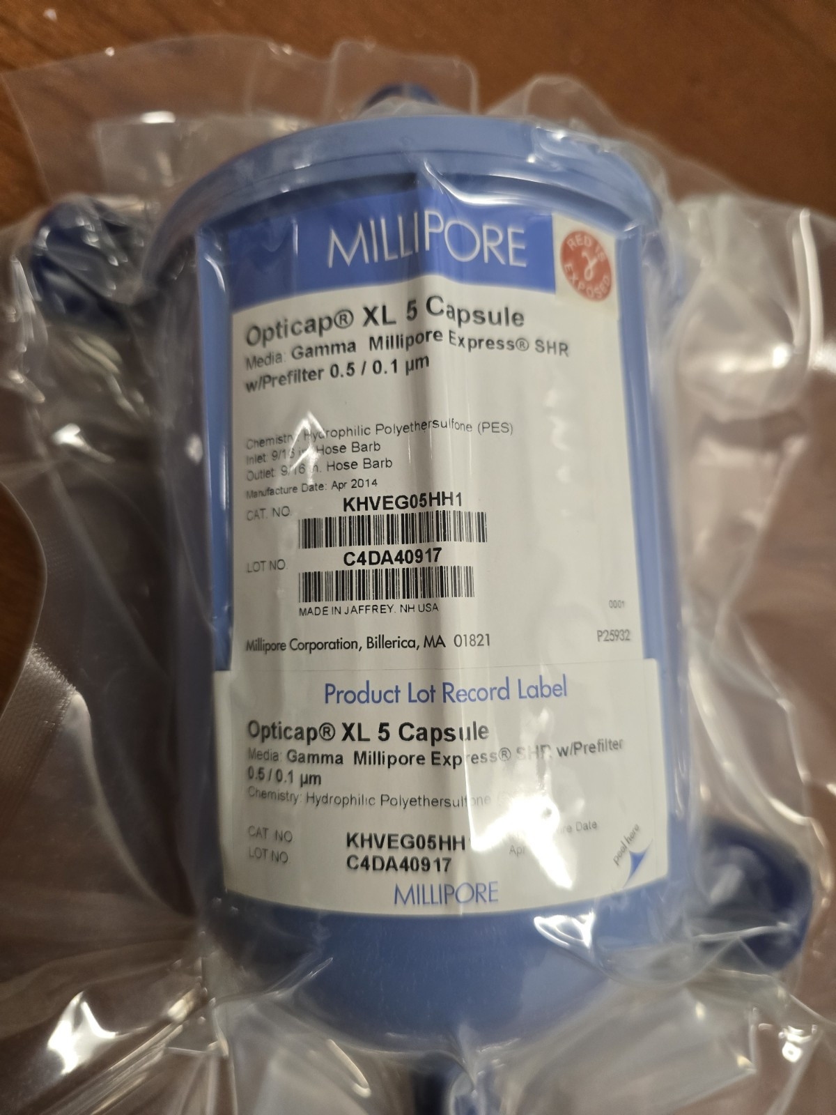 Millipore Opticap XL 5 Capsule 0.5/0.1um KHVEG05HH1 Gamma Prefilter Millipore Opticap XL 5 Capsule 0.5/0.1um KHVEG05HH1 Gamma Prefilter