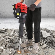 55J Gasoline?Powered Demolition Jack Hammer Concrete Breaker w/ 2 Chisel Bits US picture