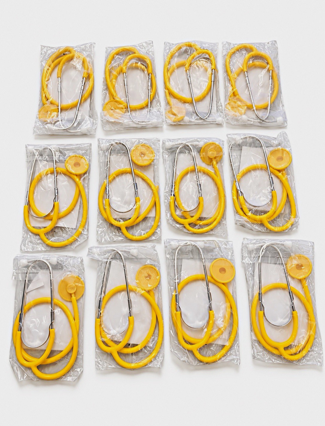 Lot of 12 Pack Disposable Stethoscopes Yellow Single Head Individually Wrapped Lot of 12 Pack Disposable Stethoscopes Yellow Single Head Individually Wrapped