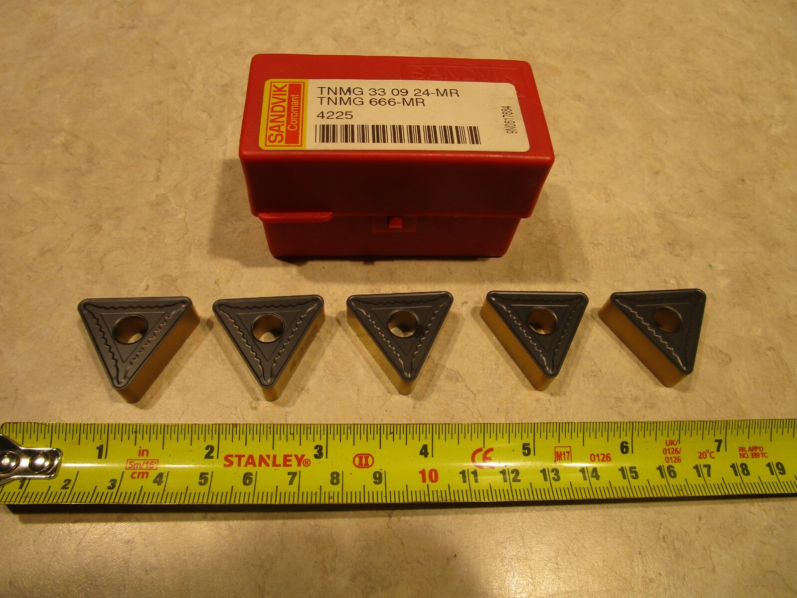 QTY 5 SANDVIK Carbide Inserts - TNMG 33 09 24-MR 4225 - TNMG 666-MR, E0018 QTY 5 SANDVIK Carbide Inserts - TNMG 33 09 24-MR 4225 - TNMG 666-MR, E0018