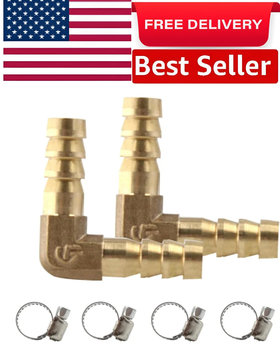 2Pcs 5/16Inch 90 Degree Brass Hose Barb,L Right Angle Brass Barb Elbow Connector 2Pcs 5/16Inch 90 Degree Brass Hose Barb,L Right Angle Brass Barb Elbow Connector