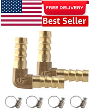 2Pcs 5/16Inch 90 Degree Brass Hose Barb,L Right Angle Brass Barb Elbow Connector picture