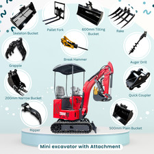 Mini Excavator TYPHON TERROR ONE STORM 1 Ton 13.5 hp B&S engine  13 Attachments picture