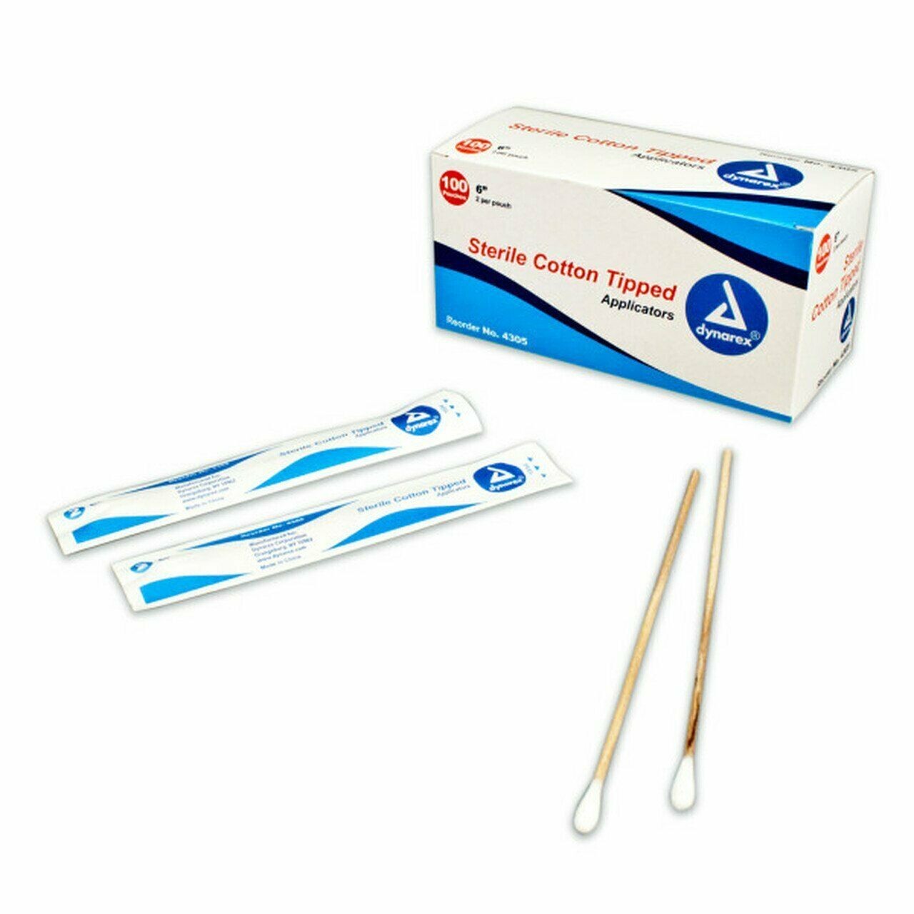 Dynarex Sterile Cotton Tipped Applicators Highly Absorbent 6 Inch Stick 100ct