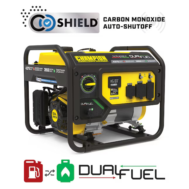 Champion 201296 Dual Fuel Portable Generator 4375W CO Shield RV Ready 3500W New