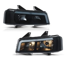 LED Front Headlights w/Bulbs Smoke Lens Black Housing picture