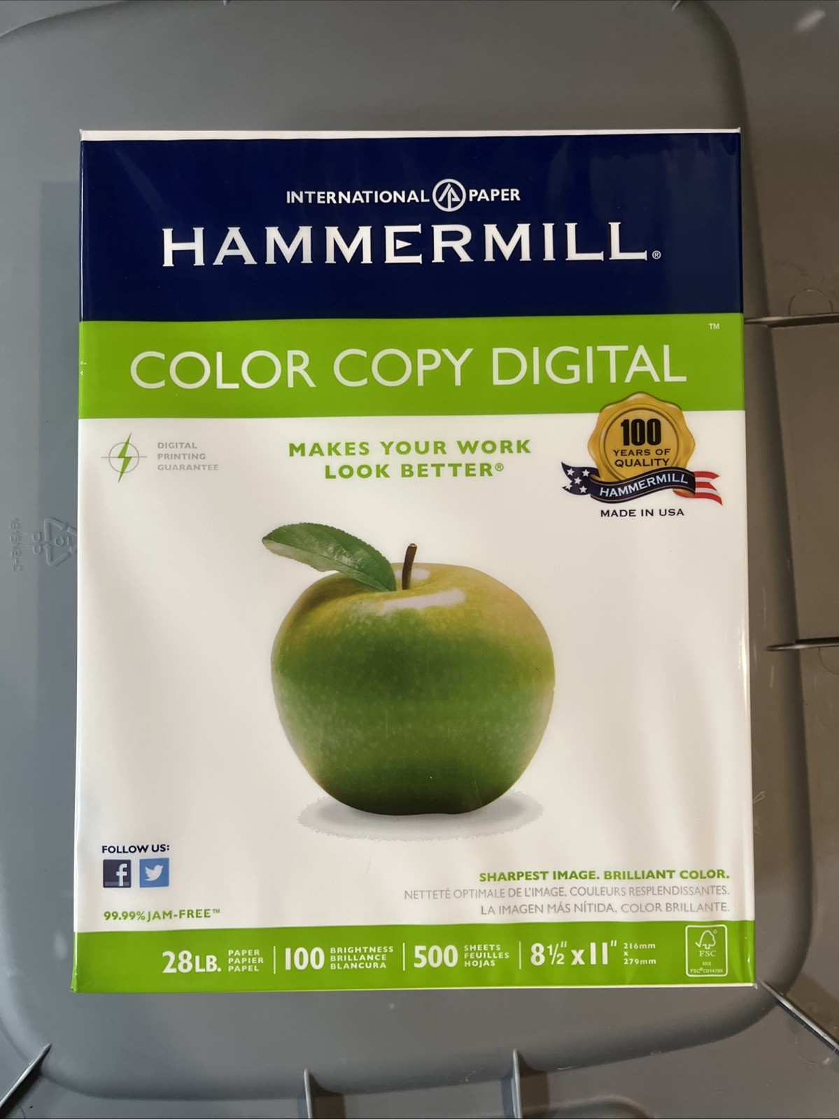 HAMMERMILL PRINTER PREMIUM COLOR 28 lb COPY PAPER 102467 WHITE 100 Bright 500 Ct HAMMERMILL PRINTER PREMIUM COLOR 28 lb COPY PAPER 102467 WHITE 100 Bright 500 Ct