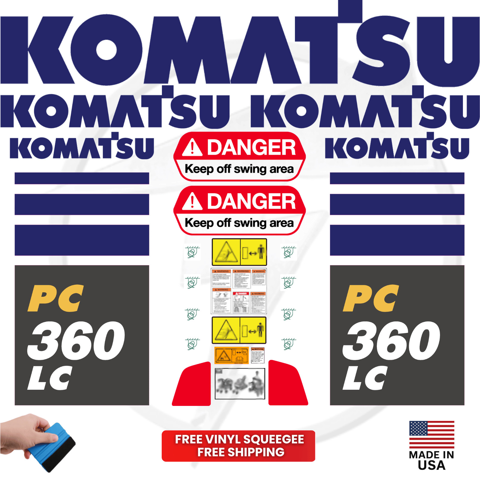 Fits Komatsu PC360LC Decal Kit Excavator Stickers - - 3M Vinyl Fits Komatsu PC360LC Decal Kit Excavator Stickers - - 3M Vinyl