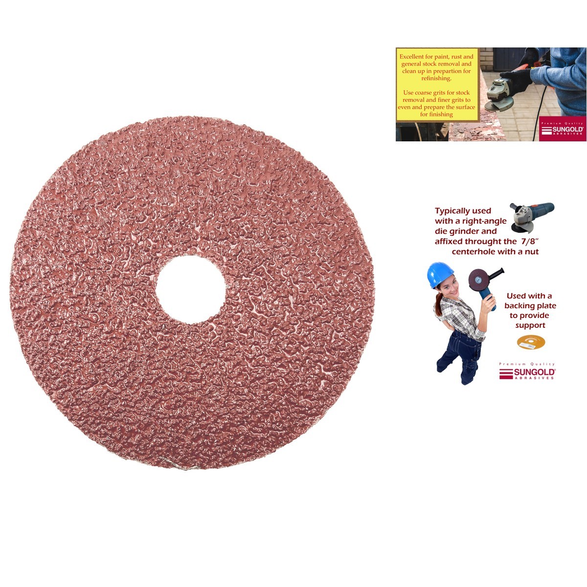 Sungold Abrasives 16900 4-1/2-Inch x 7/8-Inch Center Hole 16 Grit Aluminum Sungold Abrasives 16900 4-1/2-Inch x 7/8-Inch Center Hole 16 Grit Aluminum