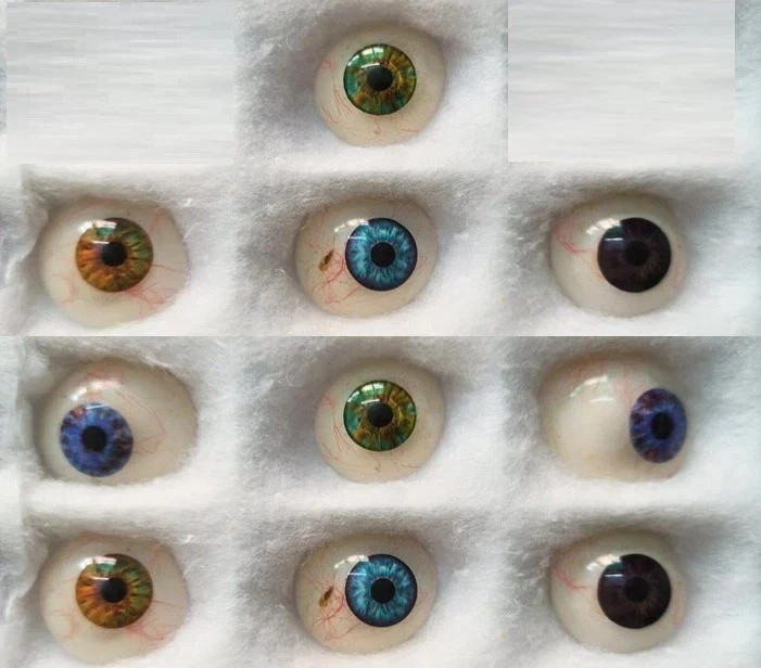 Vintage Human Prosthetic Eyes Antique Glass Artificial Eyes Mix Pack of 10