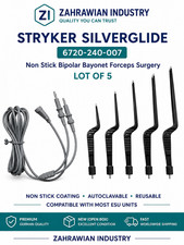 Stryker SilverGlide 6720-240-007 Non Stick Bipolar Bayonet Forceps Surgery Lot 5 picture